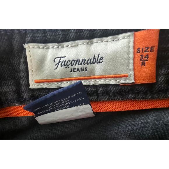 Faconnable Jeans Men's 34R Corduroy Pants Dark Gray Distressed Cotton French - Picture 9 of 15